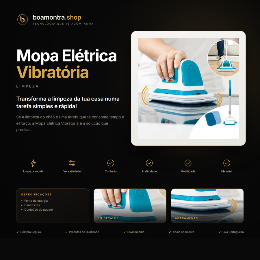 Limpeza Eficiente com Mopa Elétrica Vibratória
