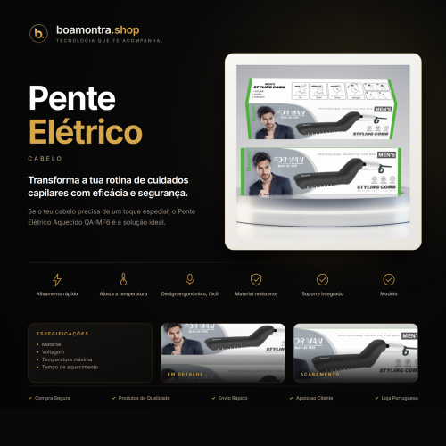 Alisamento Rápido com Pente Elétrico