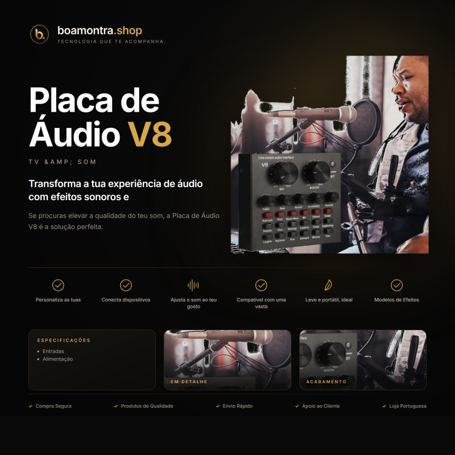 Melhora o Som com a Placa de Áudio V8