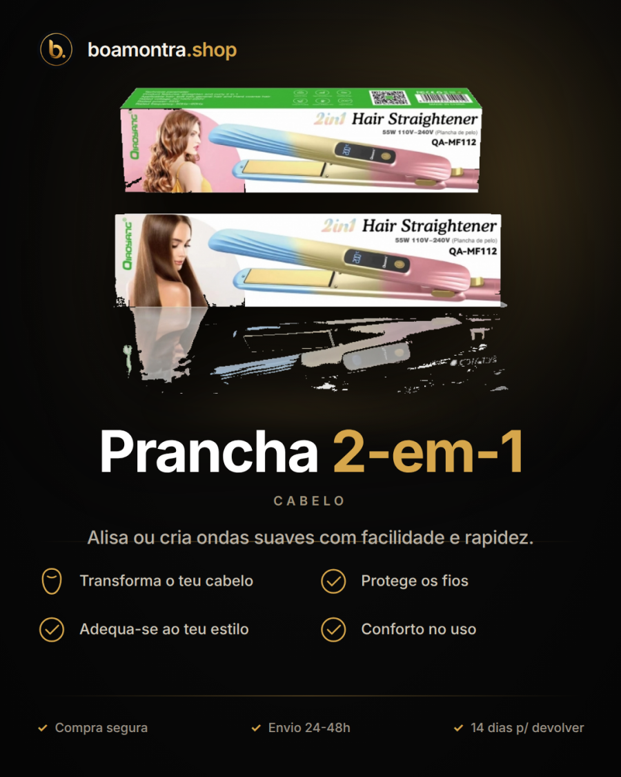 Transforma o Teu Cabelo com Prancha 2-em-1