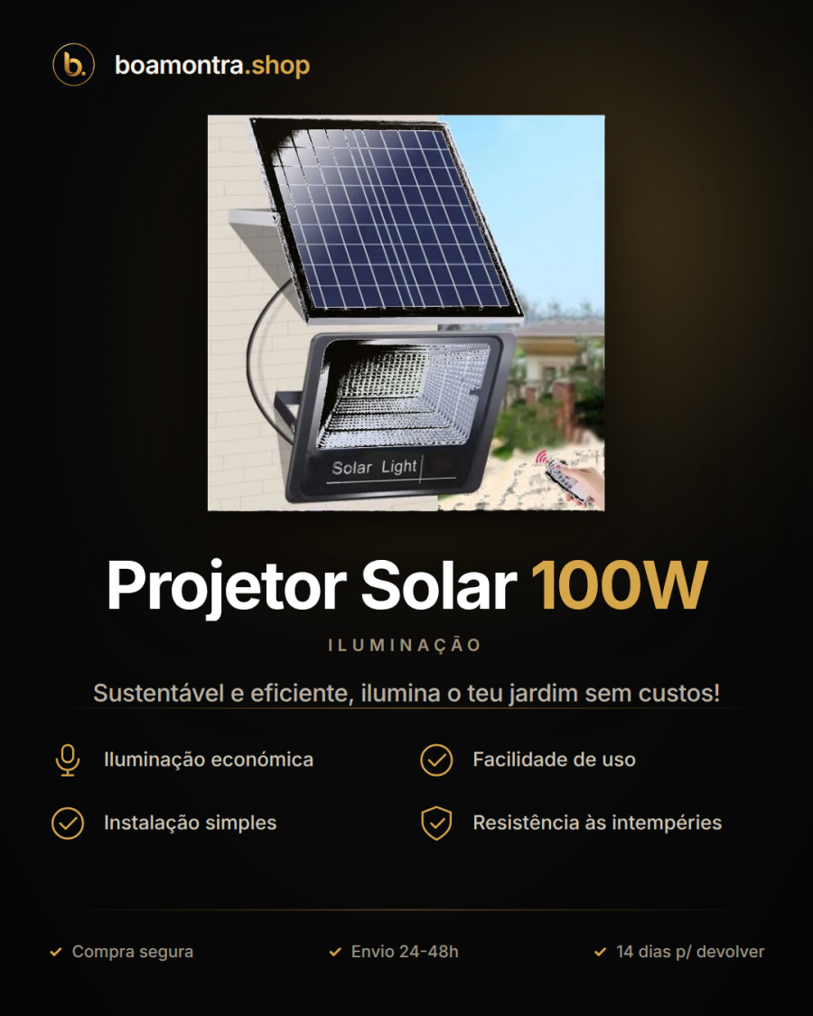 Ilumina espaços exteriores com Projetor Solar 100W