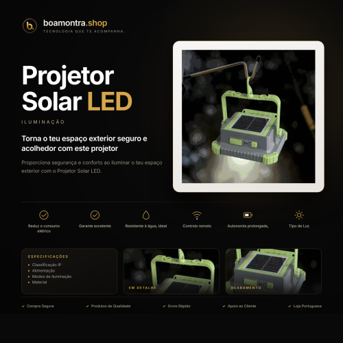 Ilumina o Teu Exterior com Projetor Solar LED