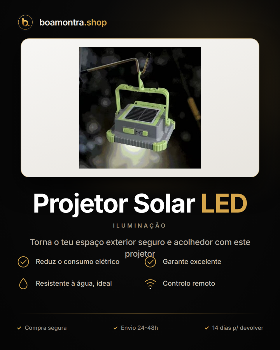 Ilumina o Teu Exterior com Projetor Solar LED