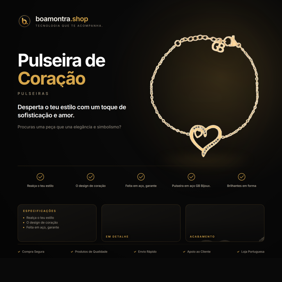 Brilho e Elegância com Pulseira de Coração