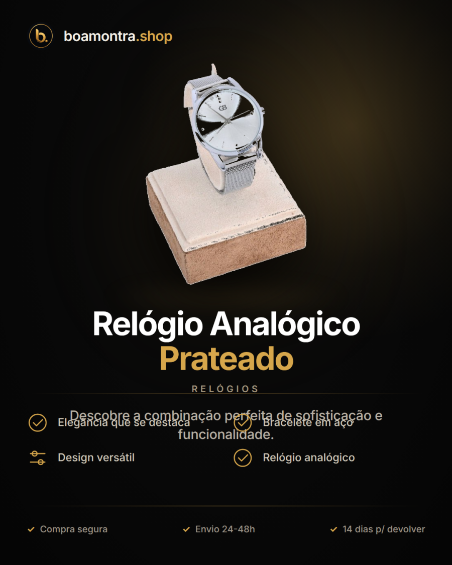 Estilo e Elegância com Relógio Analógico Prateado