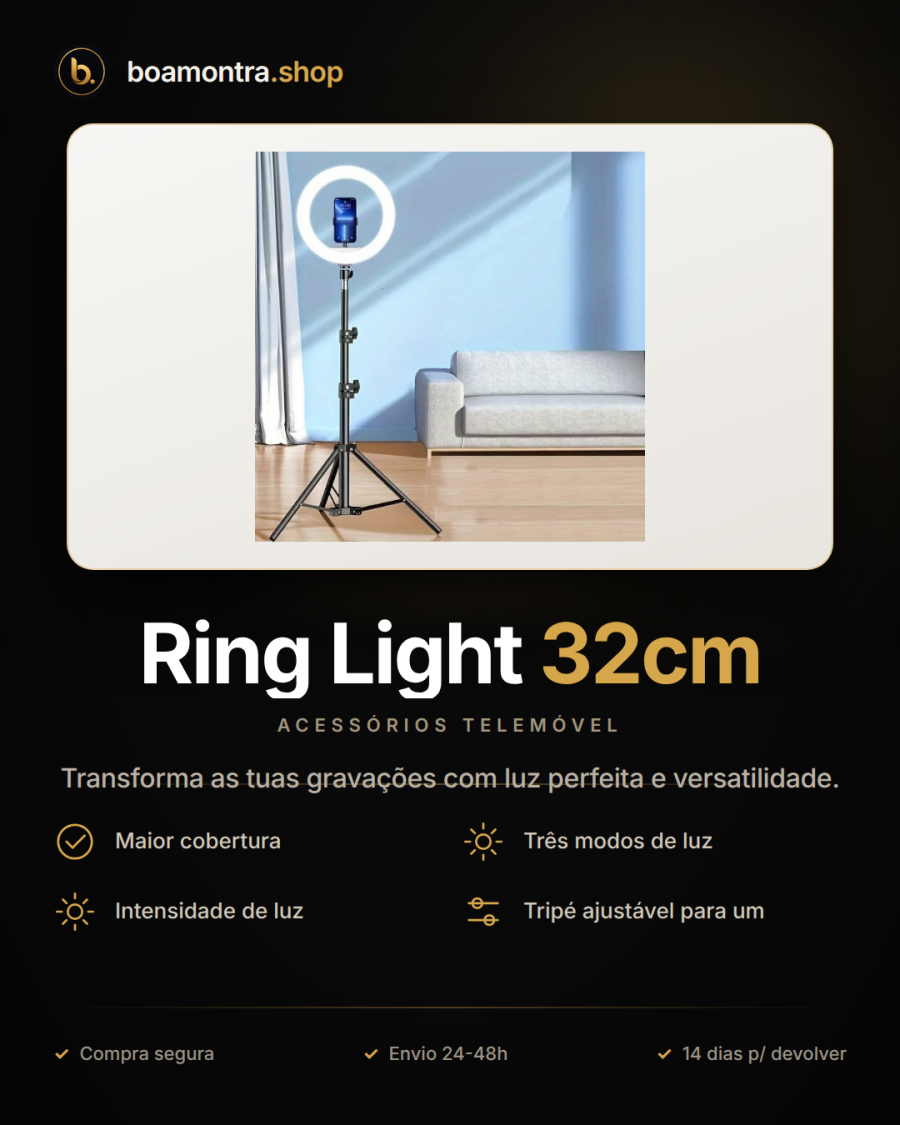 Iluminação Profissional com Ring Light 32cm