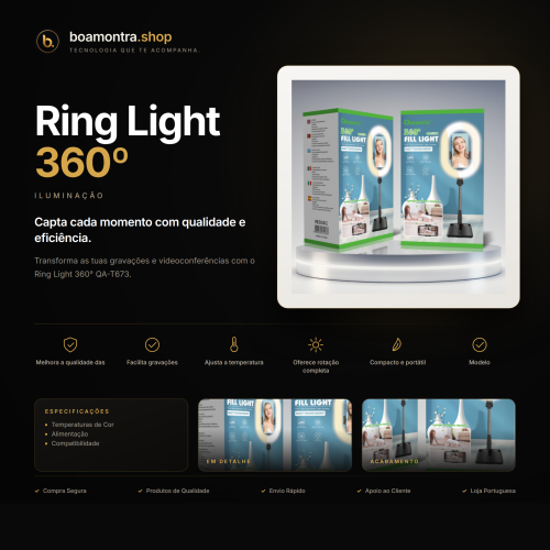 Iluminação Profissional com Ring Light 360º