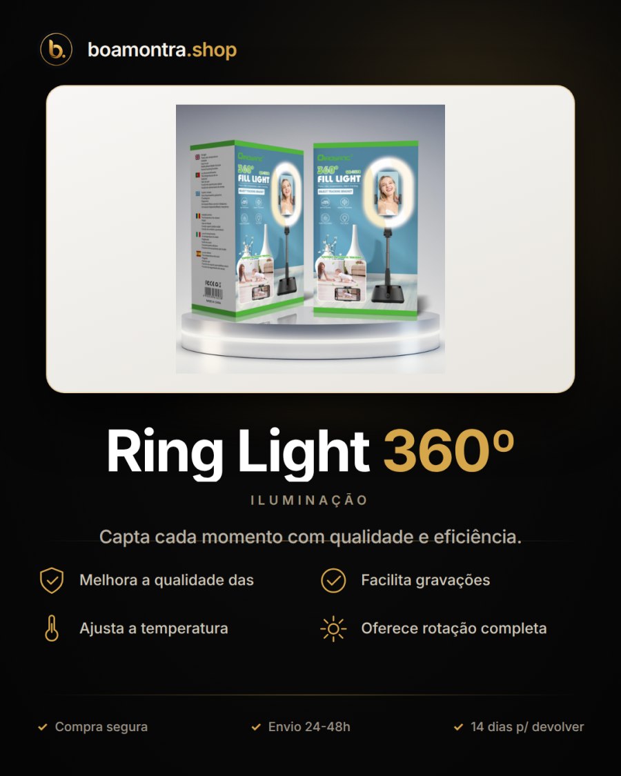 Iluminação Profissional com Ring Light 360º