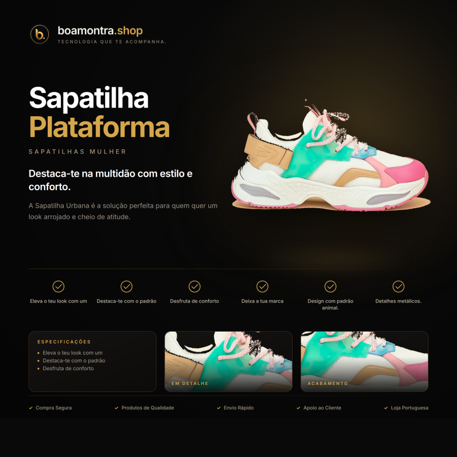 Eleva o teu look com Sapatilha Plataforma