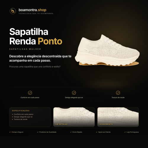 Conforto e Estilo com Sapatilha Renda Ponto