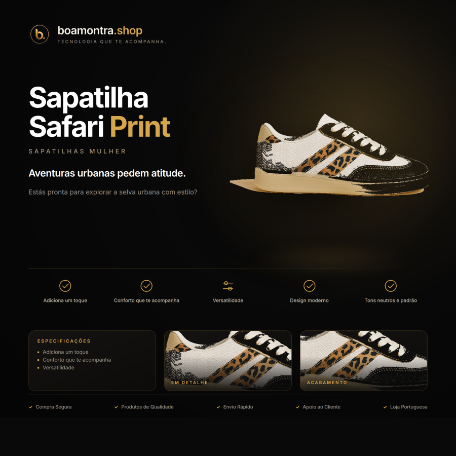 Estilo e Conforto com Sapatilha Safari Print