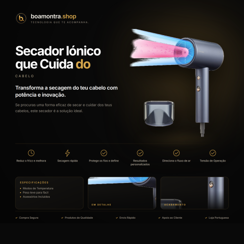 Secador Iónico que Cuida do Teu Cabelo