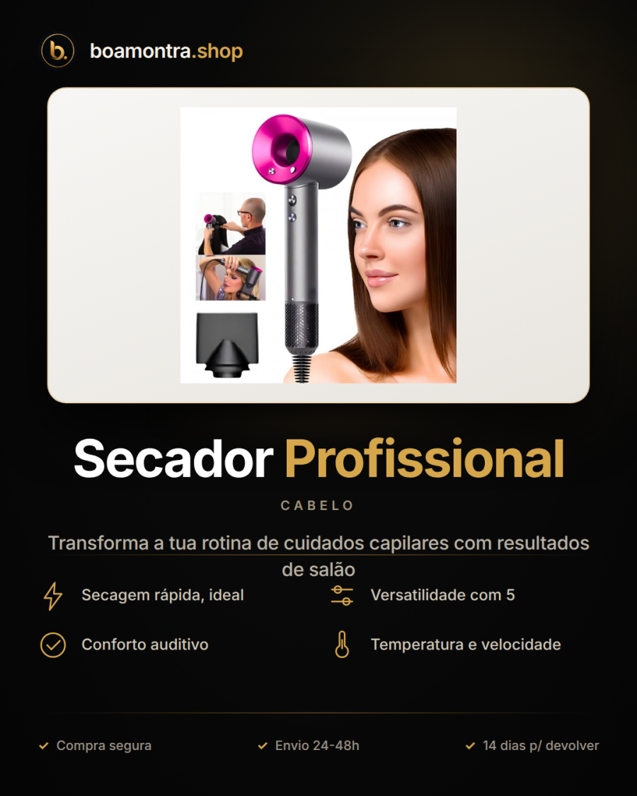 Secagem Rápida e Estilização com Secador Profissional