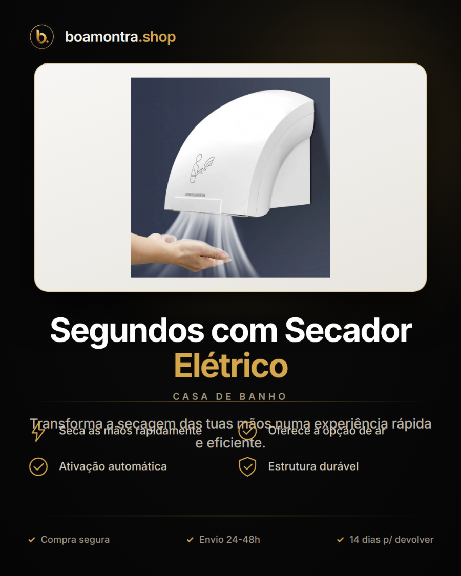 Mãos Secas em Segundos com Secador Elétrico