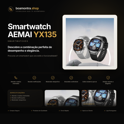 Atende Chamadas com Estilo: Smartwatch AEMAI YX135