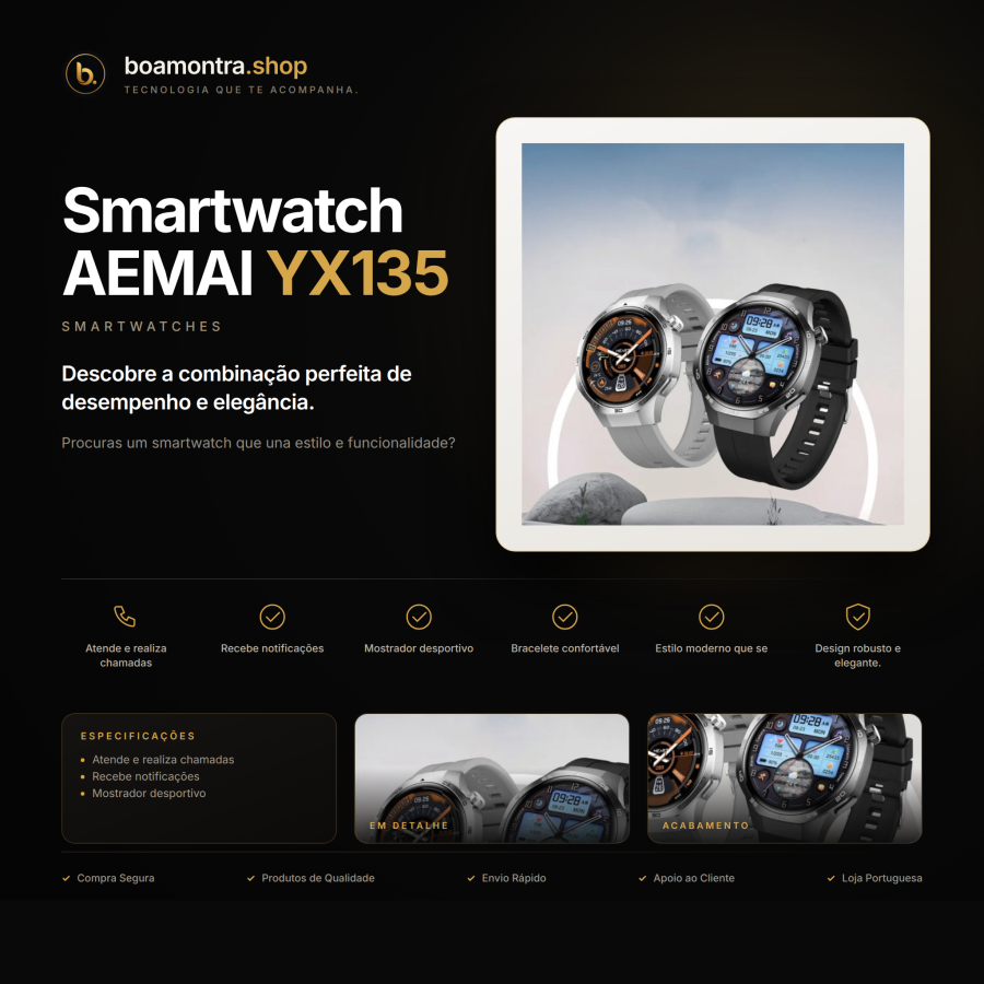 Atende Chamadas com Estilo: Smartwatch AEMAI YX135