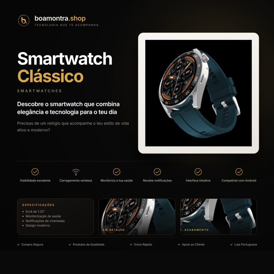 Funcionalidade e Estilo com Smartwatch Clássico