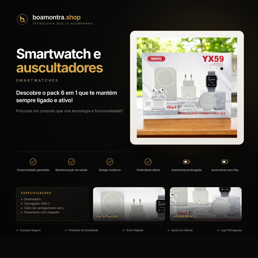Conectividade e Praticidade com Smartwatch e Fones