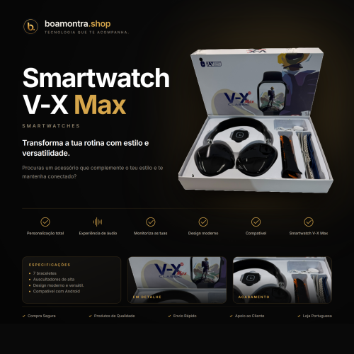 Estilo e Conectividade com Smartwatch V-X Max