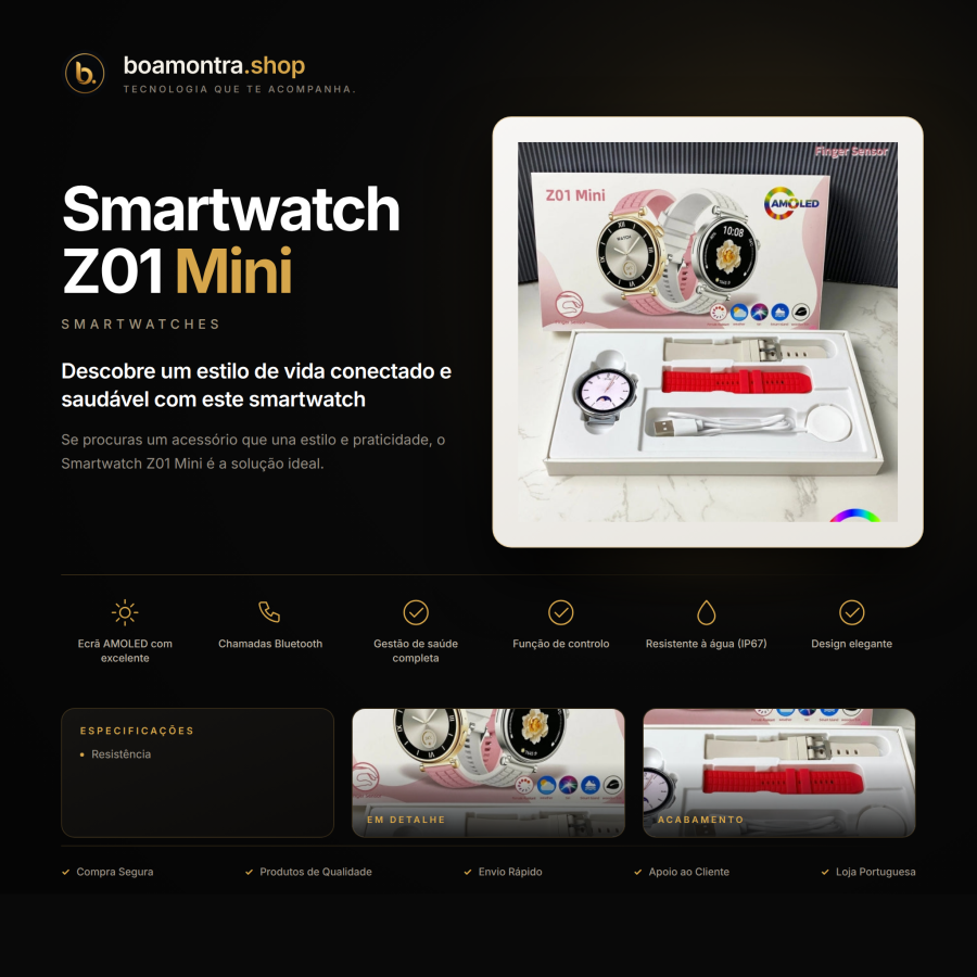 Elegância e Funcionalidade com Smartwatch Z01 Mini
