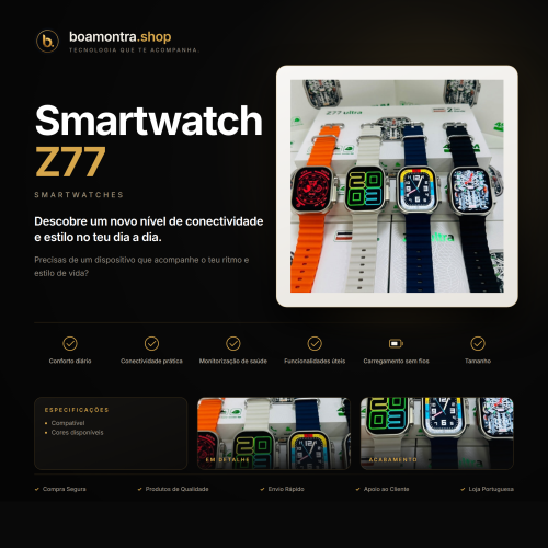 Tecnologia Avançada no Pulso com Smartwatch Z77