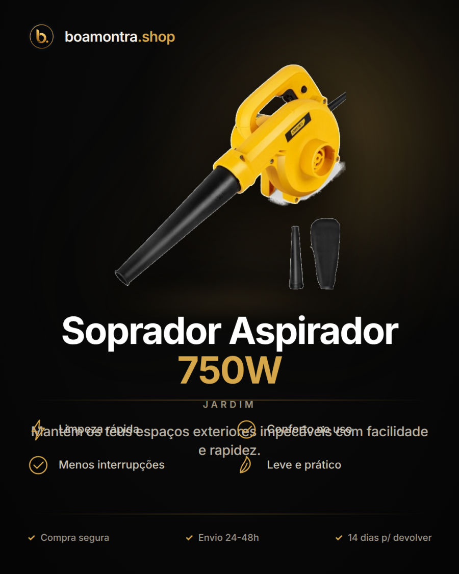 Limpeza Eficiente com Soprador Aspirador 750W
