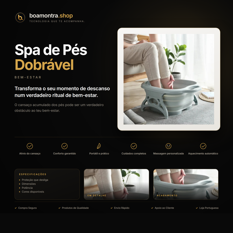 Relaxamento Total com Spa de Pés Dobrável