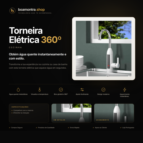 Água Quente Rápida com Torneira Elétrica 360º