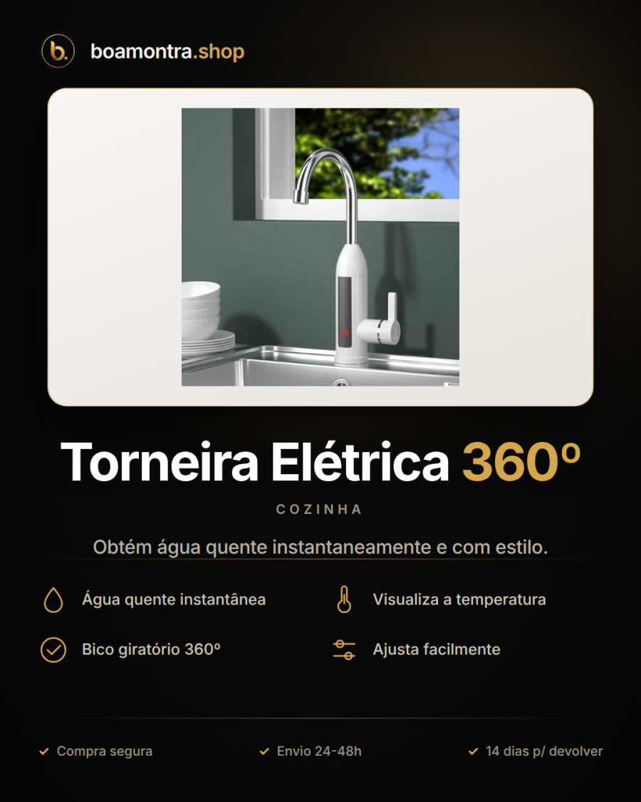 Água Quente Rápida com Torneira Elétrica 360º