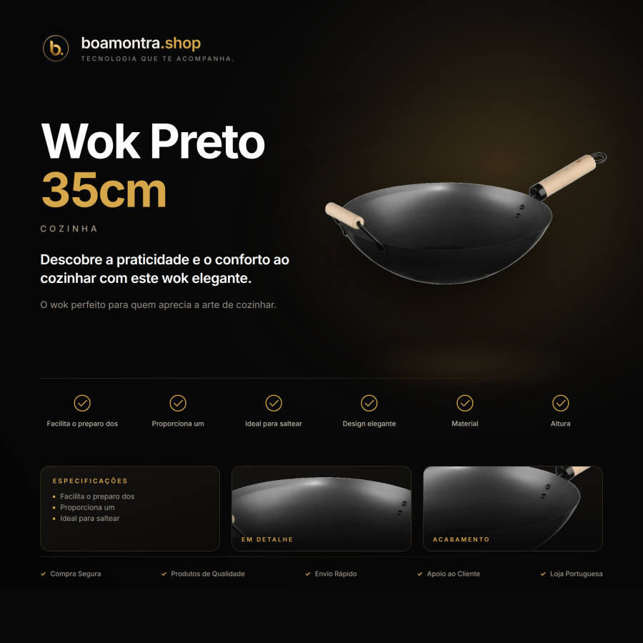 Cozinha com Estilo: Wok Preto 35cm