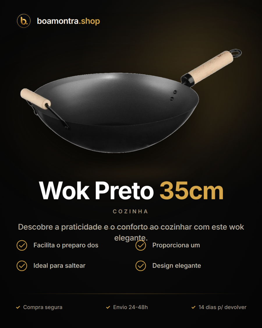Cozinha com Estilo: Wok Preto 35cm