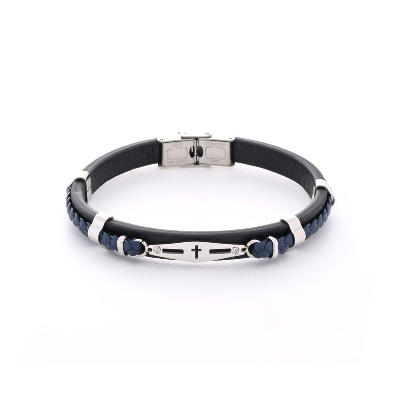 Pulseira cruz com detalhe azul