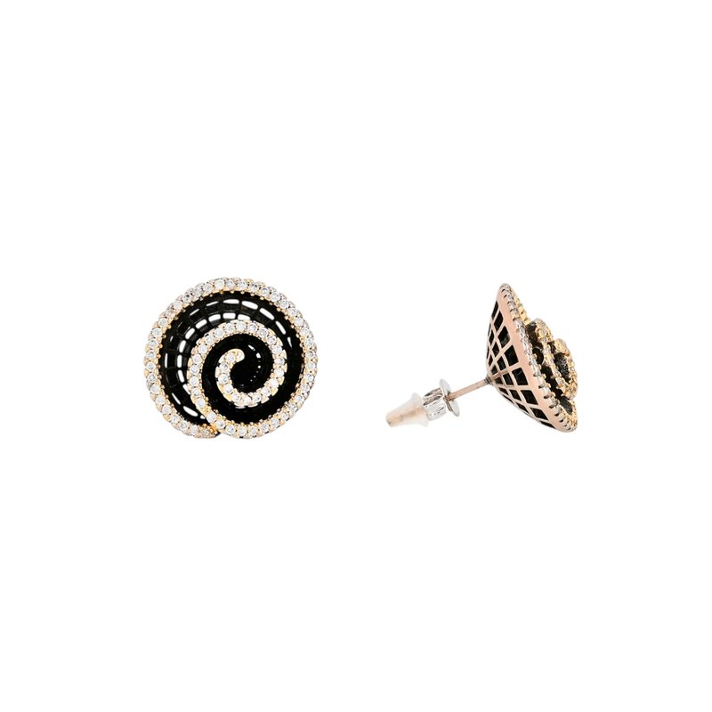 Brincos em aço bicolor com zircônias