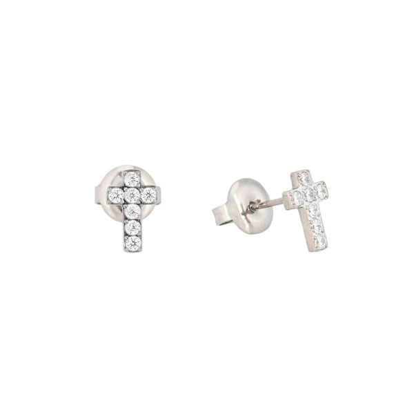 Brincos Delicate cruz e zircônias