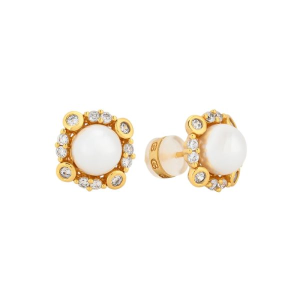 Brincos BeLove com zircônias e pérola