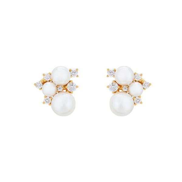 Brincos Belove com zircônias e pérolas
