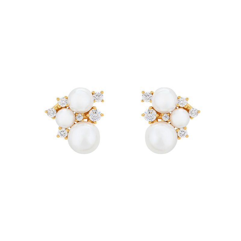 Brincos Belove com zircônias e pérolas