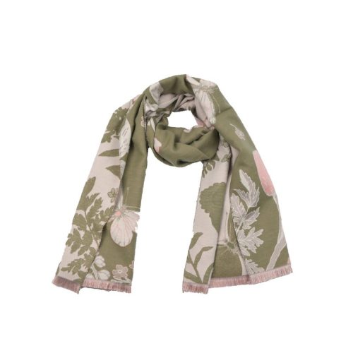 Cachecol com estampa floral e borboleta