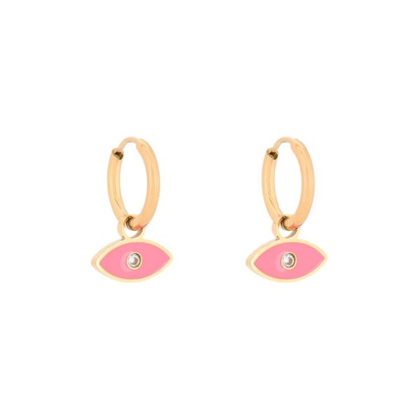 Argolas em aço olho rosa