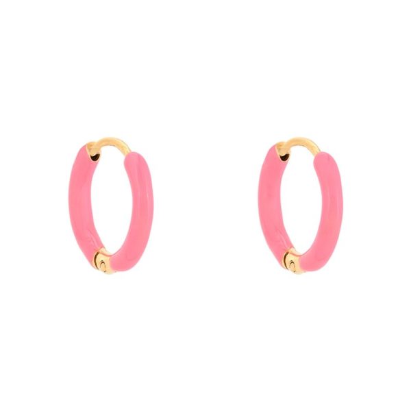 Argolas em aço finas rosa
