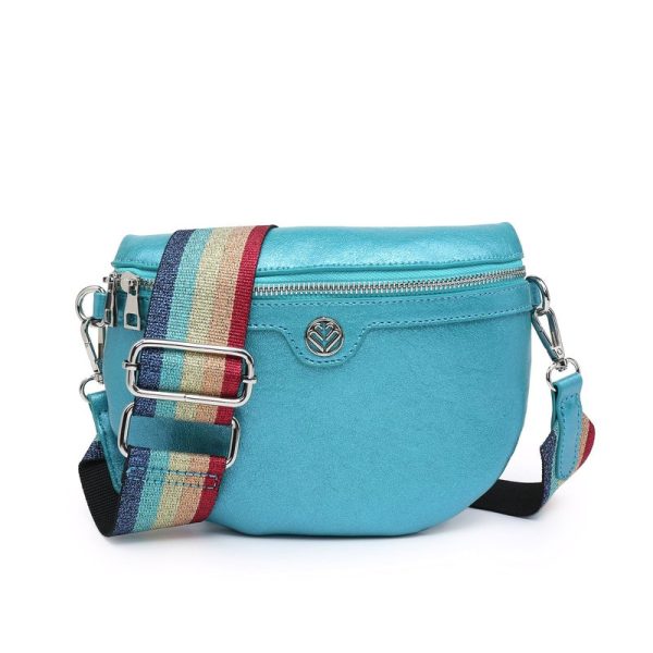 Bolsa cintura/peito metalizada com detalhe
