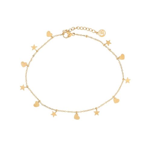 Pulseira de pé aço com pendentes estrelas