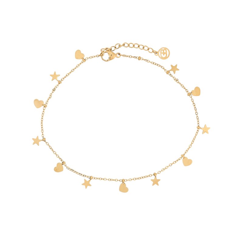 Pulseira de pé aço com pendentes estrelas