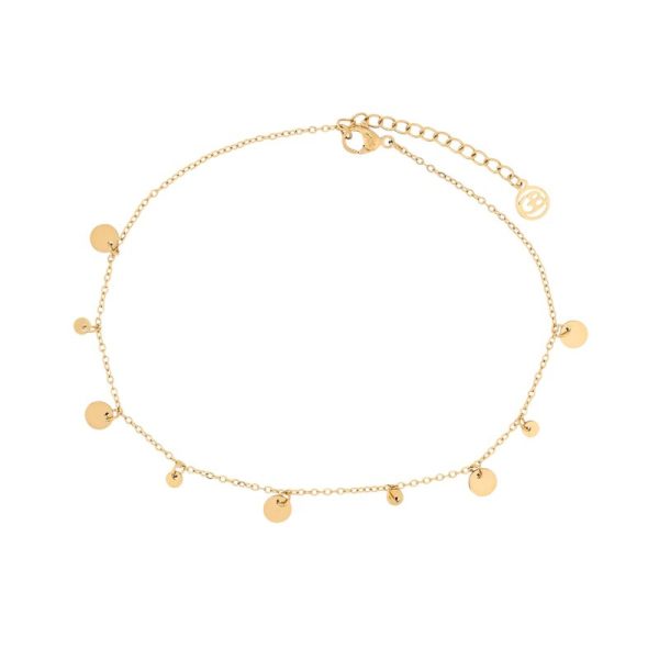 Pulseira de pé aço com pendentes redondos