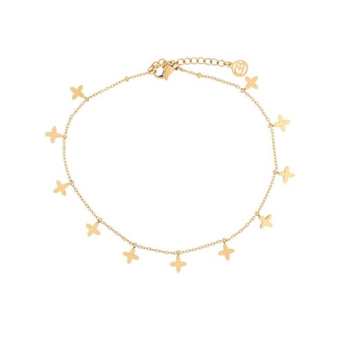 Pulseira de pé aço com pendentes flor