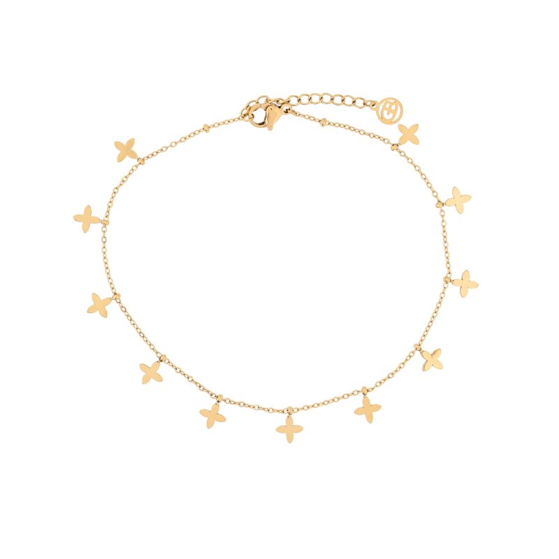 Pulseira de pé aço com pendentes flor