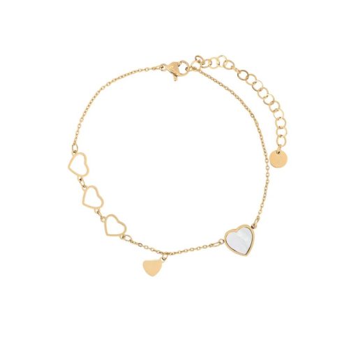 Pulseira de pé em aço corações