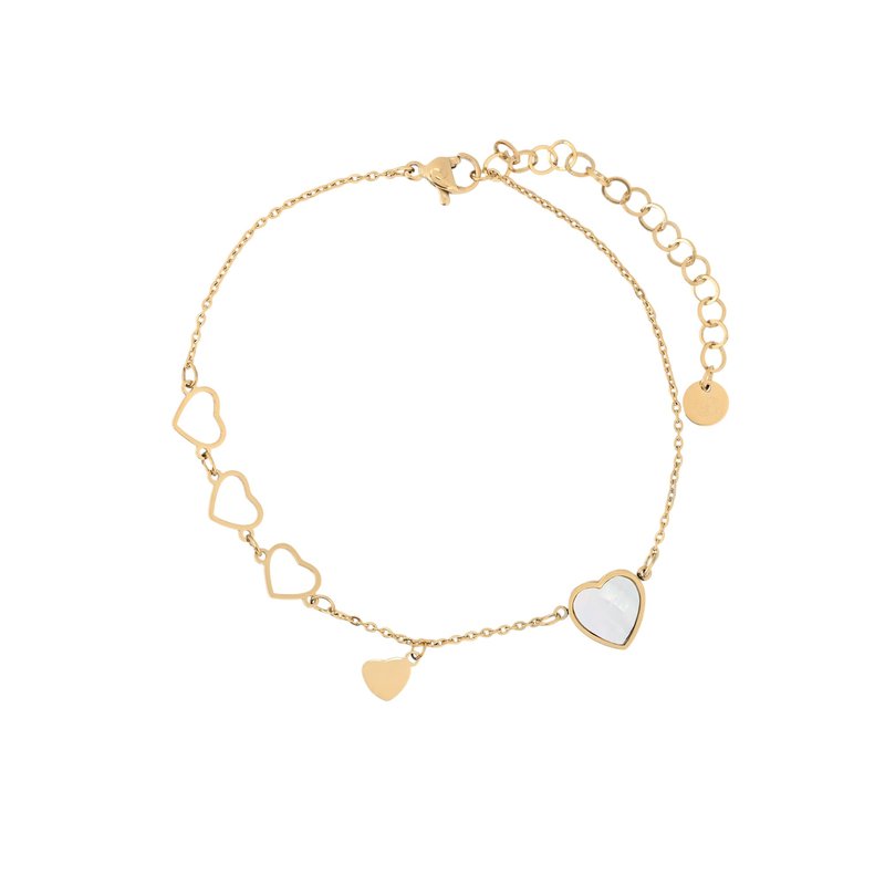 Pulseira de pé em aço corações