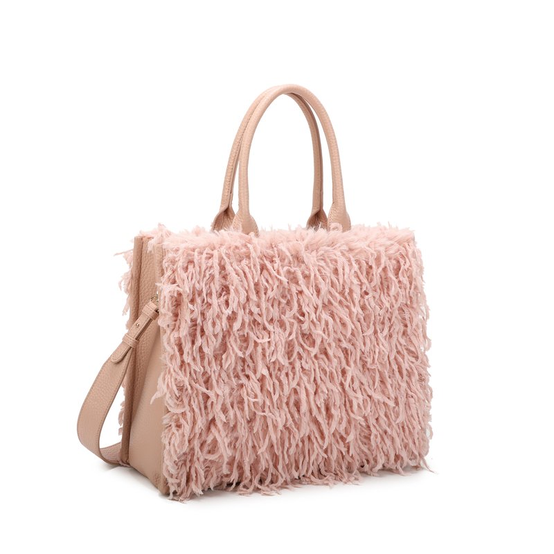 Mala Shopper com pelo e penas