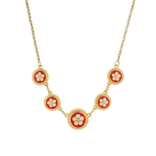 Colar banho ouro 5 flores tradicionais